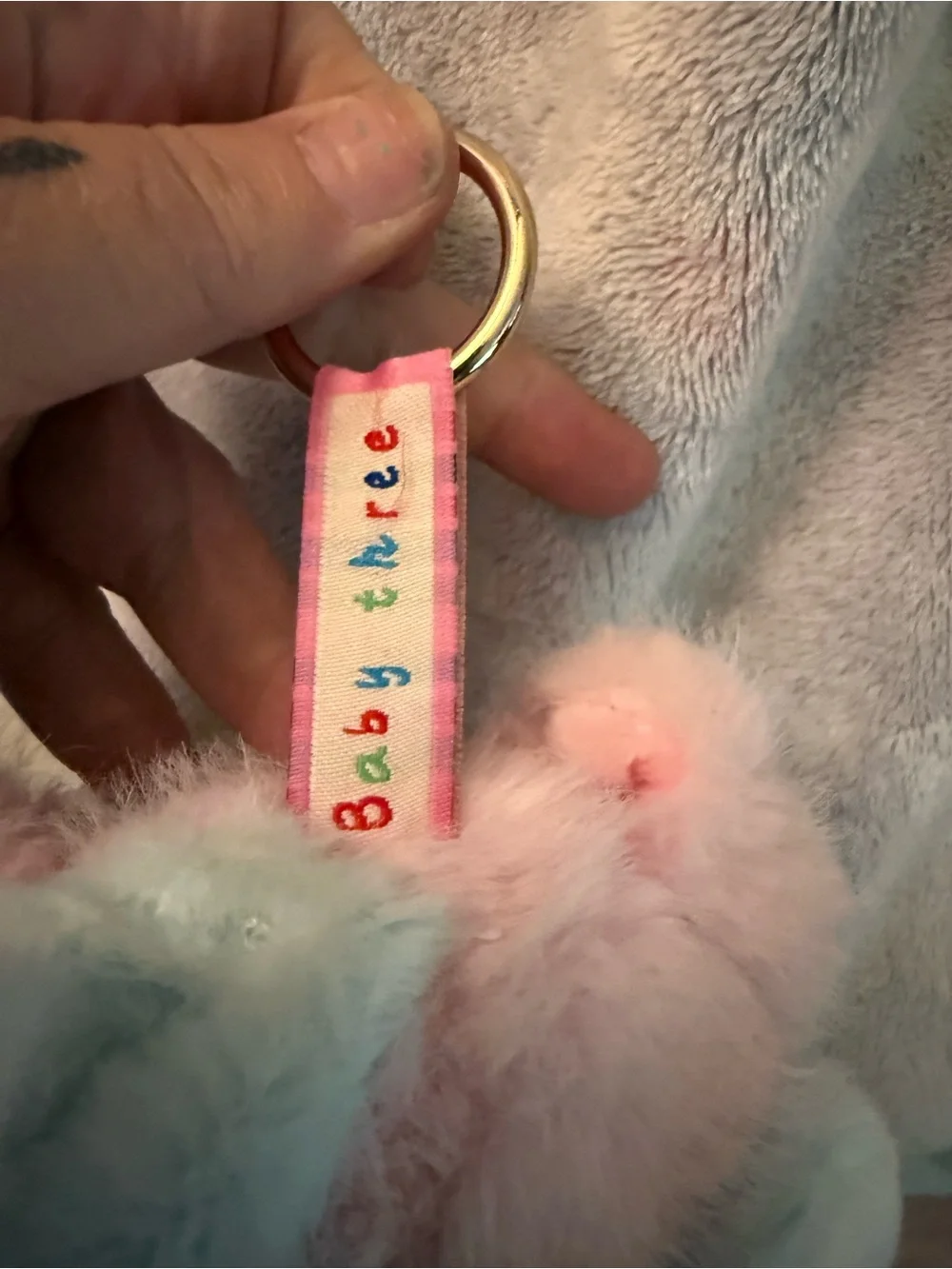 Plush Pink Baby Bunny Keychain for Small Pets